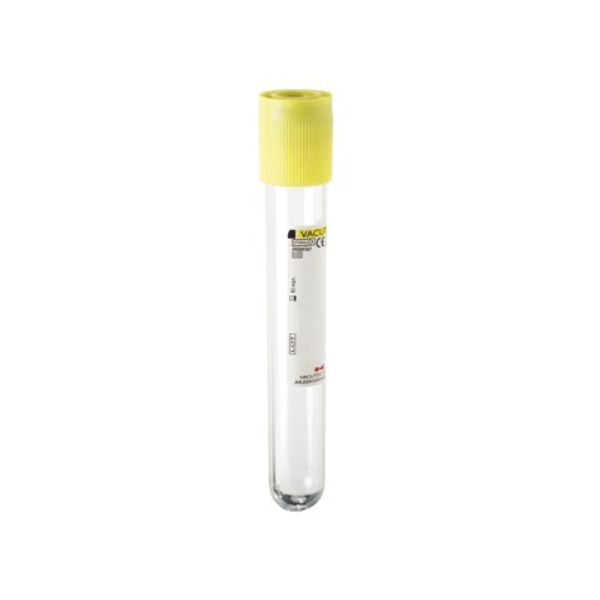 Vacuum tube for urine samples, 6 ml, 13x100 mm, yellow lid - 10x100 pcs.