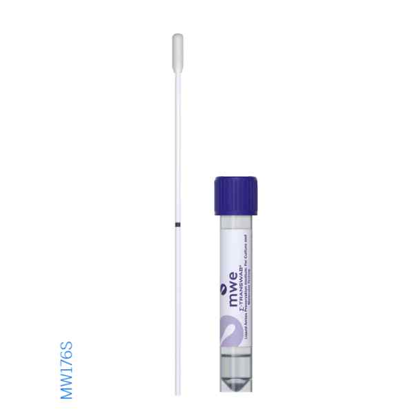 Σ-TRANSWAB® - Std plastskum swab med trykt brudpunkt - 12x80mm hætteglas - 1 ml flydende Amies Medium - 125 stk (IV-MW176S)
