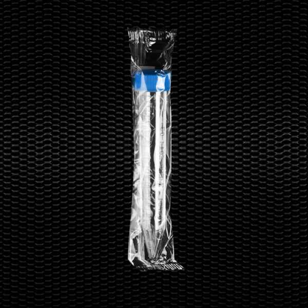 Sterilt test rør i PS, med blåt skruelåg, V-bund, gradueret, 17x120 mm, 15 ml, enkeltvis pakket, 500 stk (IV-417032)