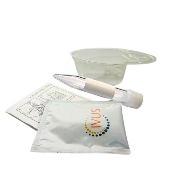 Sterile urine collection kit with cup, labeled tube and wet wipe, 50 pcs