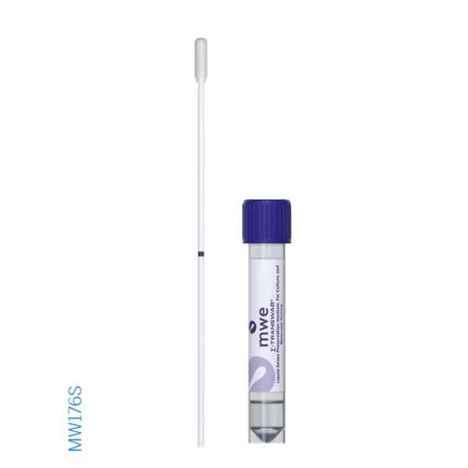 [IV-MW176S] Σ-TRANSWAB® - Std plastskum swab med trykt brudpunkt - 12x80mm hætteglas - 1 ml flydende Amies Medium - 125 stk (IV-MW176S)